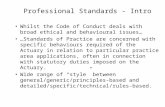 Professional Standards - Intro Whilst the Code of Conduct deals with broad ethical and behavioural issues… …Standards of Practice are concerned with specific.