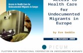 PICUM REPORT Access to Health Care for Undocumented Migrants in Europe by Eve Geddie 9th October 2008.