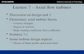 Chalmers University of Technology Discussion on design task 1 Elementary axial turbine theory –Velocity triangles –Degree of reaction –Blade loading coefficient,