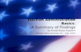 By Kimball Brace, President Election Data Services, Inc. July, 2013 Election Administration Basics : A Summary of Findings.