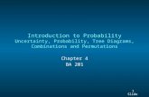 1 1 Slide Introduction to Probability Uncertainty, Probability, Tree Diagrams, Combinations and Permutations Chapter 4 BA 201.