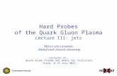 Hard Probes of the Quark Gluon Plasma Lecture III: jets Lectures at: Quark Gluon Plasma and Heavy Ion Collisions Siena, 8-13 July 2013 Marco van Leeuwen,