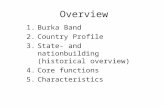 Overview 1.Burka Band 2.Country Profile 3.State- and nationbuilding (historical overview) 4.Core functions 5.Characteristics.