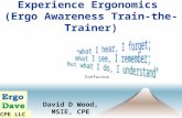 Experience Ergonomics (Ergo Awareness Train-the-Trainer) Confucius David D Wood, MSIE, CPE  CPE LLC.