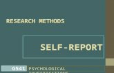 RESEARCH METHODS SELF-REPORT PSYCHOLOGICAL INVESTIGATIONS G541.