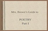 Mrs. Brown’s Guide to POETRY Part I. Part I Poetry Haiku Tanka Cinquain Diamante.