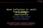 Warm inflation in small field models: a stringy realisation Juan Carlos Bueno Sánchez Lancaster University Work in progress with: M. Bastero-Gil (University.
