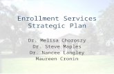 Enrollment Services Strategic Plan Dr. Melisa Choroszy Dr. Steve Maples Dr. Nancee Langley Maureen Cronin.
