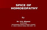 SPICE OF HOMOEOPATHY By Dr. V.K. Khanna Ex-Principal Homoeopathic Medical College & Hospital B – Block, Defence Colony, New Delhi – 24.