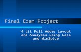 Final Exam Project 4 bit Full Adder Layout and Analysis using Lasi and WinSpice.