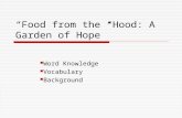 “Food from the ‘Hood: A Garden of Hope” Word Knowledge Vocabulary Background.