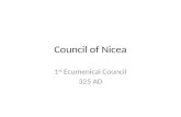 Council of Nicea 1 st Ecumenical Council 325 AD. Goal Understand the heresy and the arguments for and against it. Understand the role of this council.