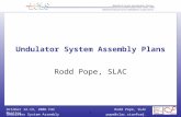 Rodd Pope, SLAC Undulator System Assemblypope@slac.stanford.edu October 12-13, 2006 FAC Meeting 1 Undulator System Assembly Plans Rodd Pope, SLAC.