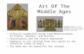 Art Of The Middle Ages Cultural Leadership moved from Mediterranean to France, Germany, and Britain Christianity and the Church dominated Emphasis in art.