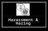 Harassment & Hazing. Harassment Harassment is ANY conduct, which makes another person feel uncomfortable, inadequate, embarrassed or threatened in ANY.