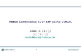 1 Video Conference over SIP using VOCAL 2006. 6. 18 ( 월 ) 한 민 규 / 백 일 우 hufs96mk@hufs.ac.kr.