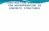 CONSTRUCTION CHEMICALS FOR WATERPROOFING IN CONCRETE STRUCTURES GUIDED BY PRESENTED BY DEEPTHY DAS Dr. A K VASUDEVAN S8 CA ROLL NO: 25.