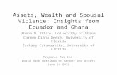 Assets, Wealth and Spousal Violence: Insights from Ecuador and Ghana Abena D. Oduro, University of Ghana Carmen Diana Deere, University of Florida Zachary.