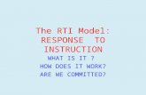 The RTI Model: RESPONSE TO INSTRUCTION WHAT IS IT ? HOW DOES IT WORK? ARE WE COMMITTED?