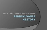PART 1 – PRE – COLONIAL TO THE REVOLUTION. THE FIRST INHABITANTS  The first inhabitants of Pensynlvania were several Native American tribes including.
