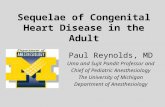 Sequelae of Congenital Heart Disease in the Adult Paul Reynolds, MD Uma and Sujit Pandit Professor and Chief of Pediatric Anesthesiology The University.