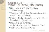 ISE 316 - Manufacturing Processes Engineering Chapter 21 THEORY OF METAL MACHINING Overview of Machining Technology Theory of Chip Formation in Metal Machining.
