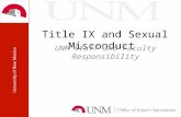 Title IX and Sexual Misconduct UNM Staff and Faculty Responsibility.