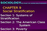 THE STUDY OF HUMAN RELATIONSHIPS SOCIOLOGY CHAPTER 9 Social Stratification Section 1: Systems of Stratification Section 2: The American Class System Section.