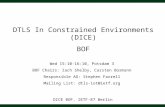 DICE BOF, IETF-87 Berlin DTLS In Constrained Environments (DICE) BOF Wed 15:10-16:10, Potsdam 3 BOF Chairs: Zach Shelby, Carsten Bormann Responsible AD: