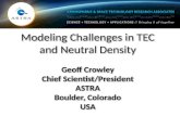 Modeling Challenges in TEC and Neutral Density Geoff Crowley Chief Scientist/President ASTRA Boulder, Colorado USA Modeling Challenges in TEC and Neutral.