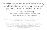 Search for neutrino radiative decay and the status of the far-infrared photon detector development 1 st CiRfSE Workshop Mar. 12-13, 2015 / University of.