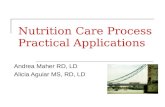 Nutrition Care Process Practical Applications Andrea Maher RD, LD Alicia Aguiar MS, RD, LD.