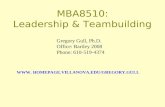 MBA8510: Leadership & Teambuilding WWW. HOMEPAGE.VILLANOVA.EDU/GREGORY.GULL Gregory Gull, Ph.D. Office: Bartley 2008 Phone: 610-519-4374.