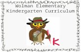 Wolman Elementary Kindergarten Curriculum. School Hours Students may be dropped off no earlier than 8:00 a.m. They will go to their classroom. Tardy bell.