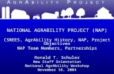 NATIONAL AGRABILITY PROJECT NATIONAL AGRABILITY PROJECT (NAP) CSREES, AgrAbility History, NAP, Project Objectives NAP Team Members, Partnerships Ronald