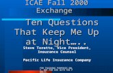 FOR TRAINING PURPOSES ONLY. NOT FOR USE WITH THE PUBLIC. ICAE Fall 2000 Exchange Ten Questions That Keep Me Up at Night….. Steve Toretto, Vice President,