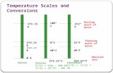 Temperature Scales and Conversions 0°C 233.15 K 273.15 K 373.15 K - 40°F - 40°C 212°F 32°F 100°C 0 K - 273.15°C - 459.67°F Boiling point of water freezing.