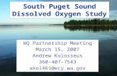 South Puget Sound Dissolved Oxygen Study WQ Partnership Meeting March 15, 2007 Andrew Kolosseus 360-407-7543 akol461@ecy.wa.gov.