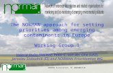 NORMAN Association N° W604002510 The NORMAN approach for setting priorities among emerging contaminants in Europe Working Group 1 Valeria Dulio (INERIS),