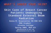 WHAT’SUNDER YOUR SKIN? WHAT’S UNDER YOUR SKIN? Skin Care of Breast Cancer Patients Undergoing Standard External Beam Radiation Donna M. Braunreiter RN.