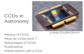 CCDs in Astronomy History of CCDs How do CCDs work ? Advantages of CCDs Calibrations Observations with a CCD Charge Coupled Device
