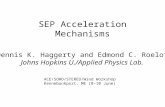 SEP Acceleration Mechanisms Dennis K. Haggerty and Edmond C. Roelof Johns Hopkins U./Applied Physics Lab. ACE/SOHO/STEREO/Wind Workshop Kennebunkport,