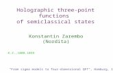 Holographic three-point functions of semiclassical states Konstantin Zarembo (Nordita) "From sigma models to four-dimensional QFT“, Hamburg, 1.12.10 K.Z.,1008.1059.