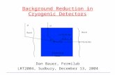 Background Reduction in Cryogenic Detectors Dan Bauer, Fermilab LRT2004, Sudbury, December 13, 2004 Detector Shielding Veto U/Th/K/Rn ,n U/Th/K/Rn.