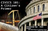 CIVICS 101: A Citizen’s Primer Presented By: Patt Franc DFC FEW Policy & Legislation Chair January 16, 2013.