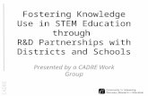CADRE Fostering Knowledge Use in STEM Education through R&D Partnerships with Districts and Schools Presented by a CADRE Work Group.