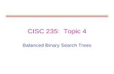 CISC 235: Topic 4 Balanced Binary Search Trees. CISC 235 Topic 42 Outline Rationale and definitions Rotations AVL Trees, Red-Black, and AA-Trees –Algorithms.