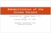 Presented by: Shawn Baker, PT, DPT Leslie Brady, PT, MPT Baylor Institute for Rehabilitation Rehabilitation of the Stroke Patient.