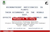 Ismailia 1/2015 1976 1956 MICRONUTRIENT DEFICIENCIES IN PLANTS: THEIR OCCURRENCE IN THE MIDDLE EAST, EFFECTS ON HUMANS AND ANIMALS AND REMEDY STRATEGIES.