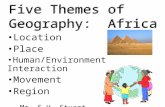 Location Place Human/Environment Interaction Movement Region –Mr. S.H. Stuart Five Themes of Geography: Africa.